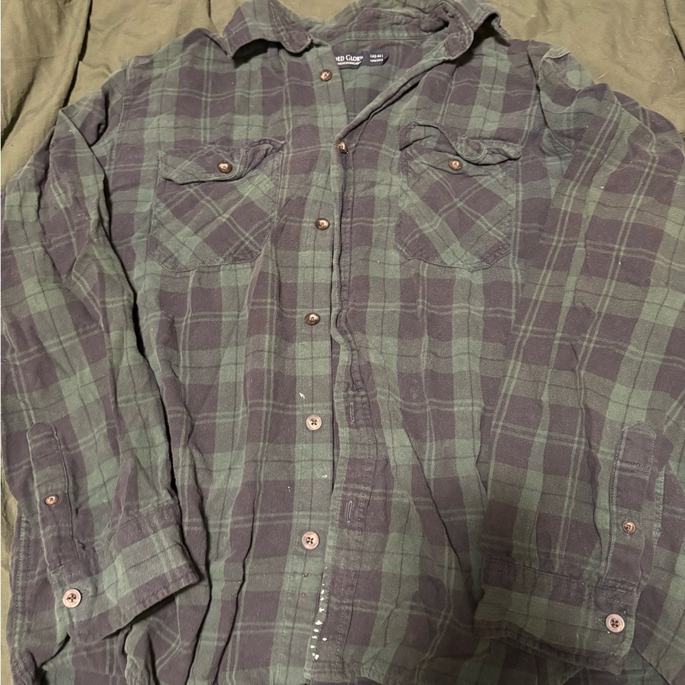Faded Glory Men's Olive and Black Plaid Shirt